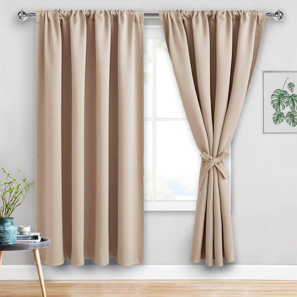 Jiuzhen Blackout Curtains for Bedroom - 60 Inch Extra Wide Thermal Insulated Room Darkening Privacy Soundproof Curtains for Living Room/Dor…