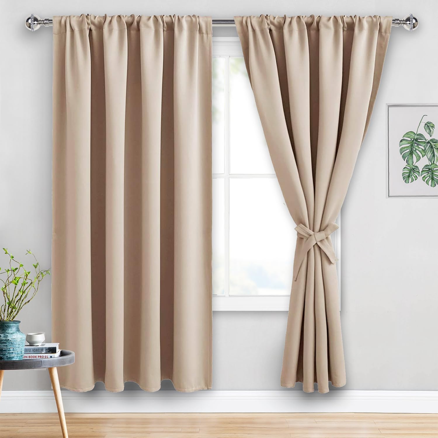 Jiuzhen Blackout Curtains for Bedroom - 60 Inch Extra Wide Thermal Insulated Room Darkening Privacy Soundproof Curtains for Living Room/Dor…