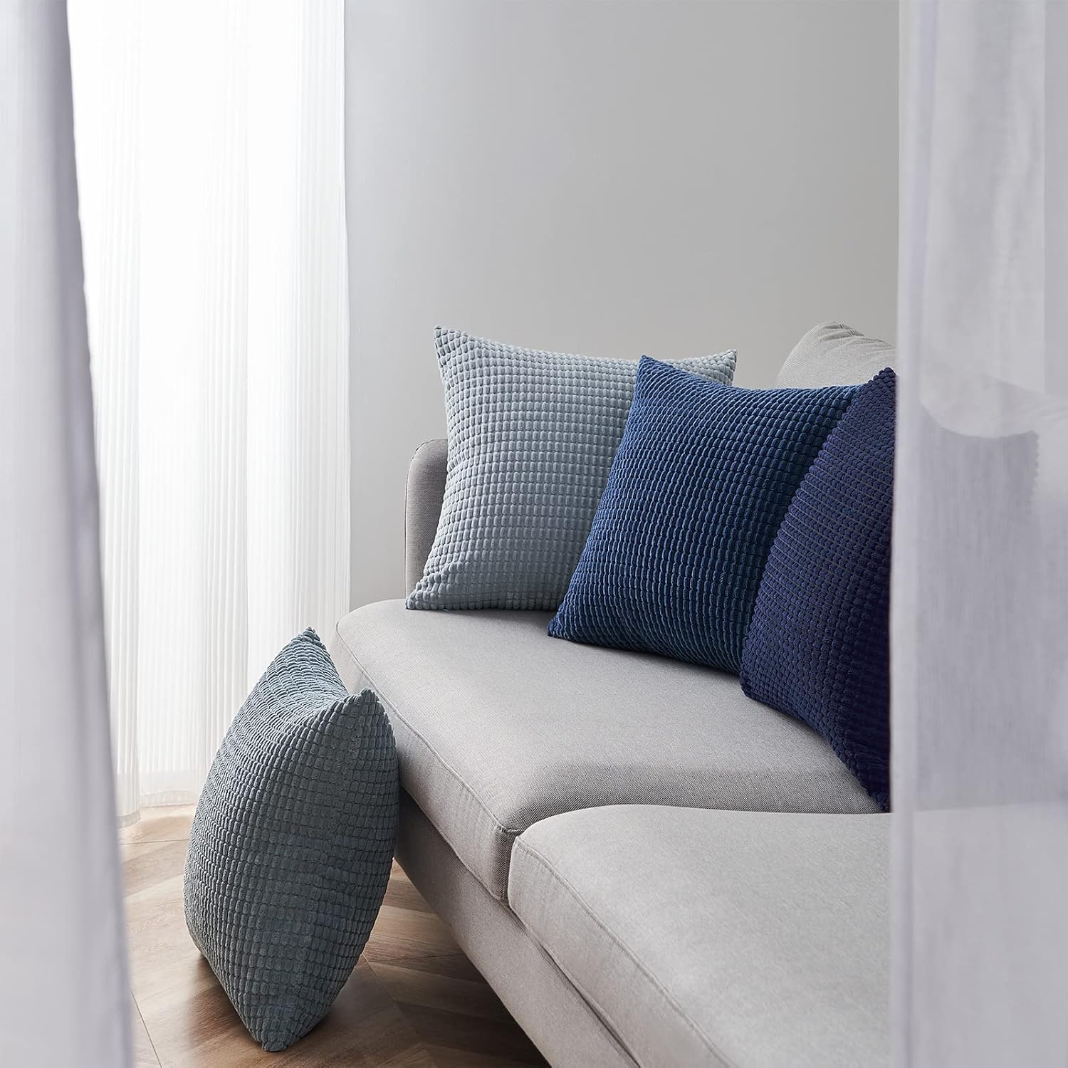 Topfinel 4 Packs Blue Decorative Throw Pillow Covers 16x16 Inch for Living Room Couch Bed Sofa, Boho Western Farmhouse Home Decor, Square S…