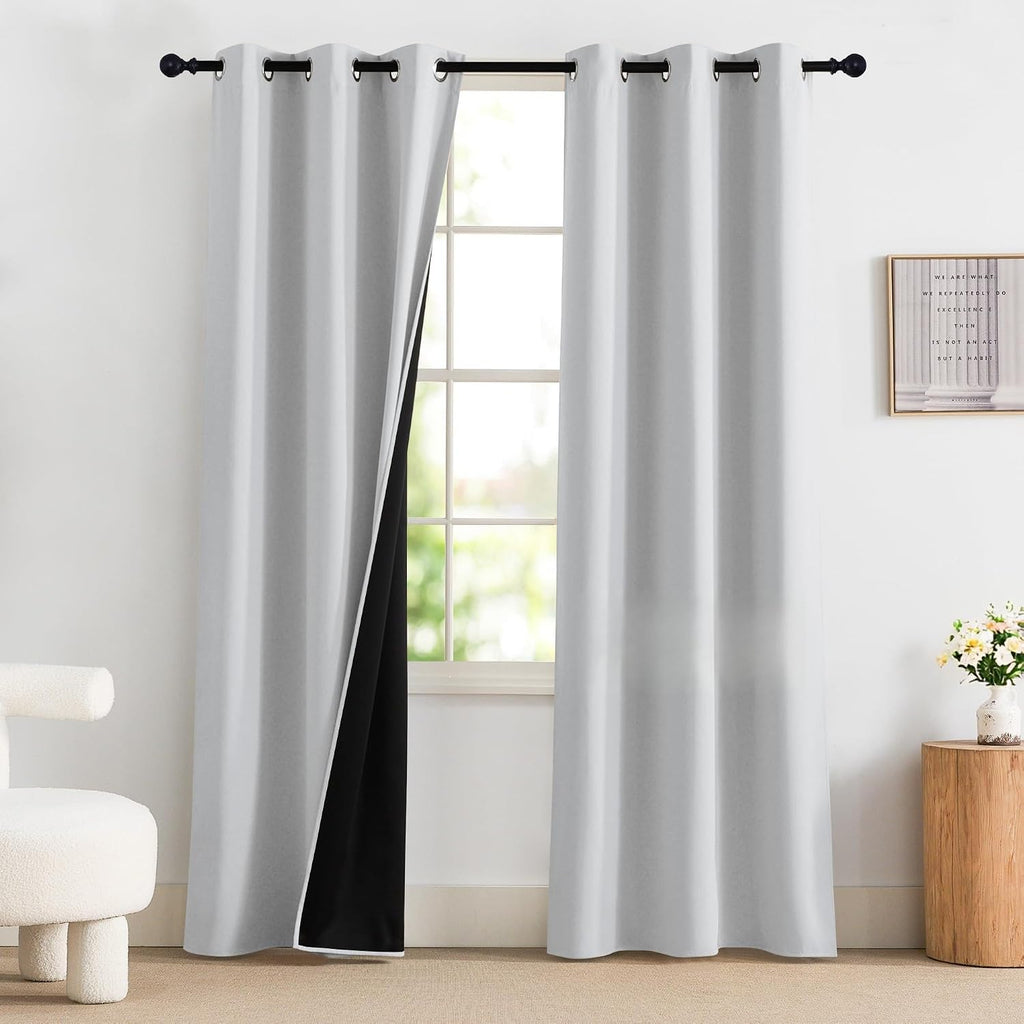 NICETOWN 100% Blackout Curtains for Bedroom 84 inch Long Thermal Insulated Blackout Curtains for Living Room, Energy Saving Grommet…