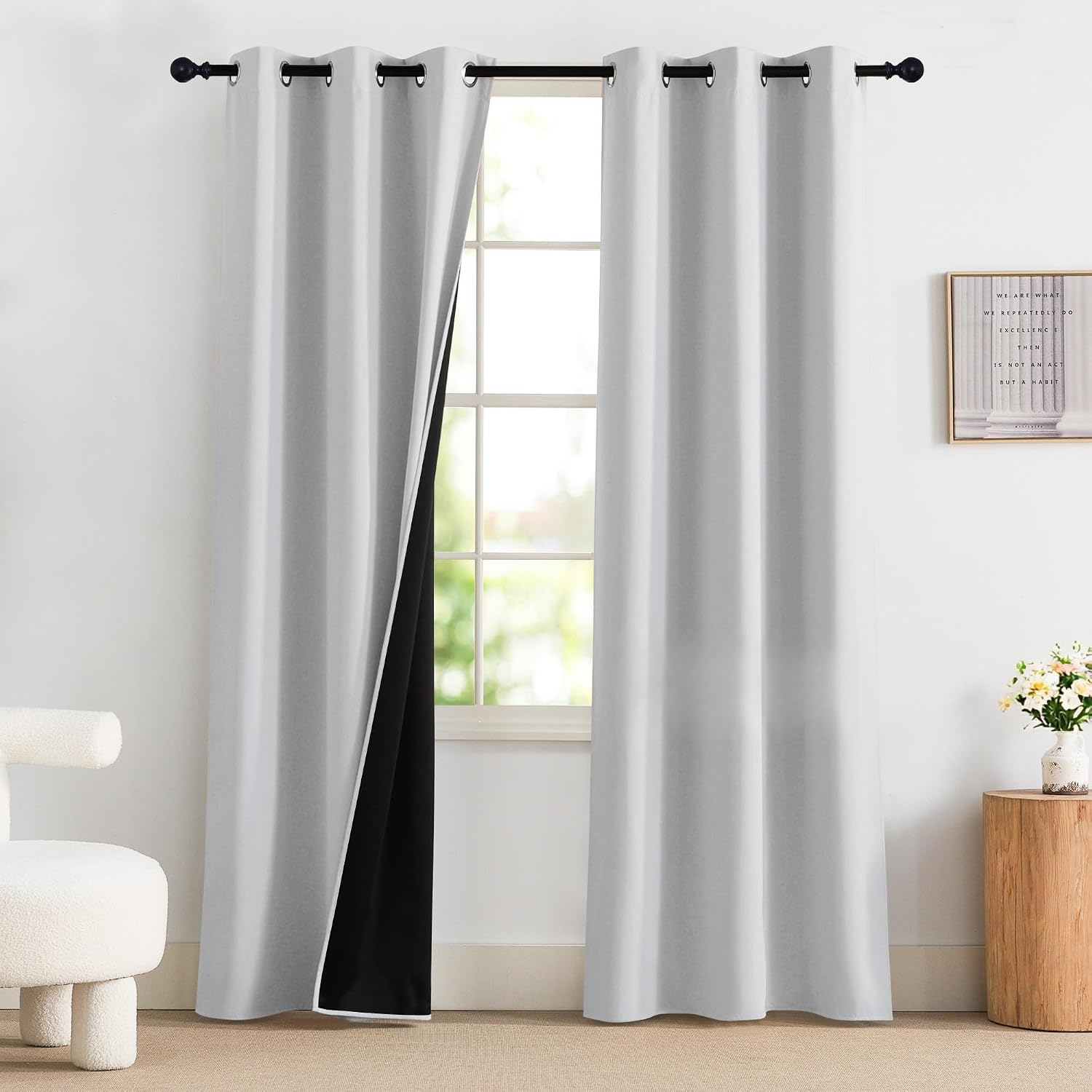 NICETOWN 100% Blackout Curtains for Bedroom 84 inch Long Thermal Insulated Blackout Curtains for Living Room, Energy Saving Grommet…