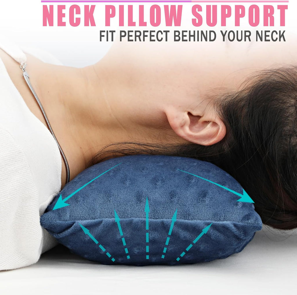 BNRendles Small Neck Pillow for Recliner Chair Neck Support Pillows Plump Adjustable Filling Nap Airplane Sleeping Little Cushion Minky Dot…