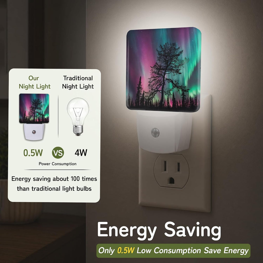 Aurora Forest Night Night Lights Plug into Wall, Night Light with Dusk to Dawn Sensor for Bedroom Bathroom Kitchen Hallway Stairs…