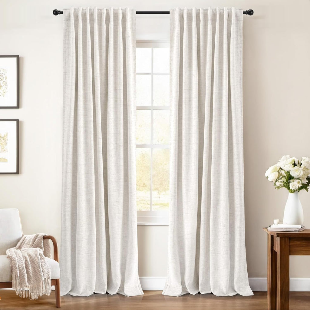 Inovaday 100% Blackout Curtains 72 Inches Length 2 Panels Set, Back Tab/Rod Pocket Linen Black Out Curtains for Bedroom, Thermal Insulated…