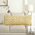 Cottonprintclub CPC Hand Block Print Mustard Regal Ruffle Sham Pillow Cover 36" x 14" inch Hidden Zipper Decorative Pillowcase for Couch, B…