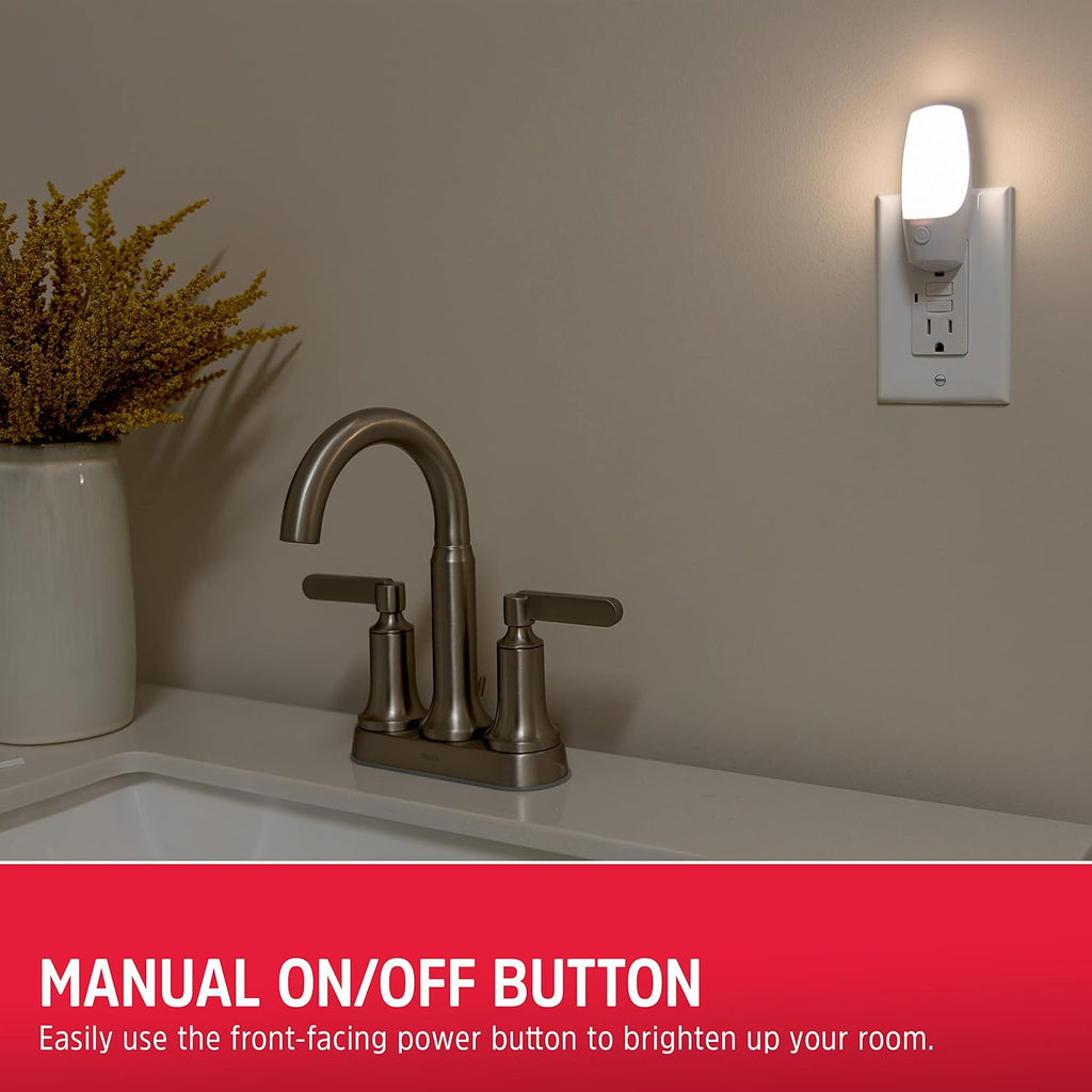 Energizer Manual On/Off LED Night Light Plug-in, Push Button, Compact, Contemporary, for Bedroom, Livingroom, Hallway, Bathroom, Nursery…