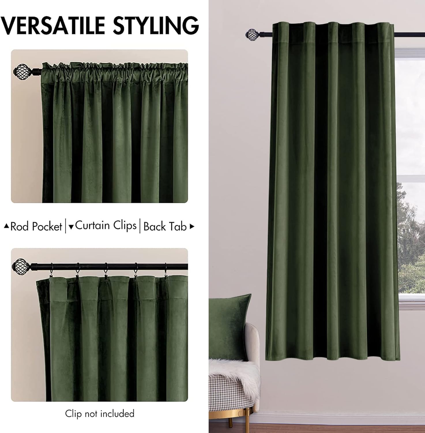 Miulee Velvet Curtains 63 inch Length 2 Panels - Luxury Blackout Curtains for Bedroom Living Room Thermal Insulated Super Soft Window Drape…