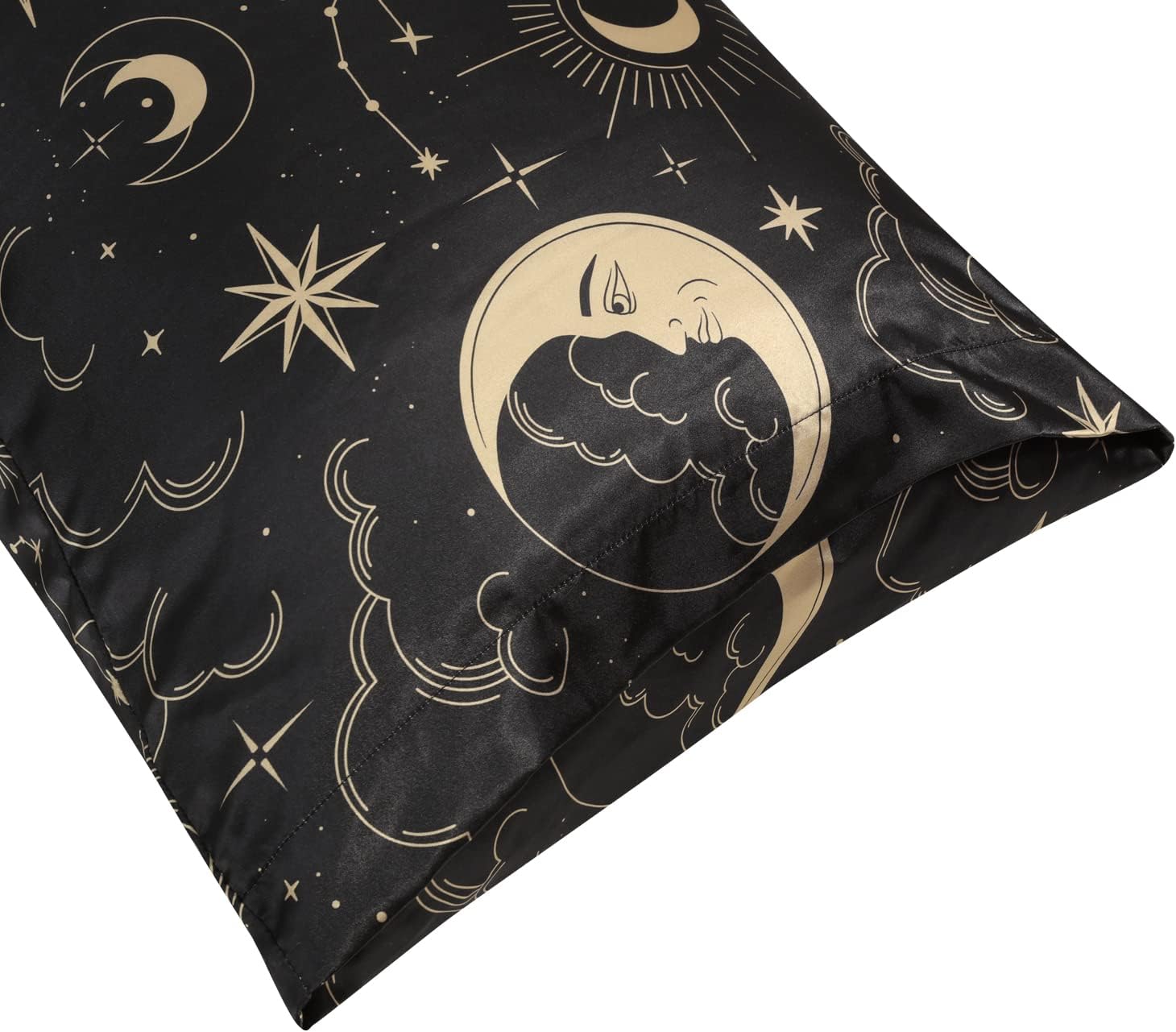 EXQ Home Satin Pillowcase for Hair and Skin - Black Printed Silk Body Pillowcase 20x54 inches - Body Pillow Cases with Envelope Closure…