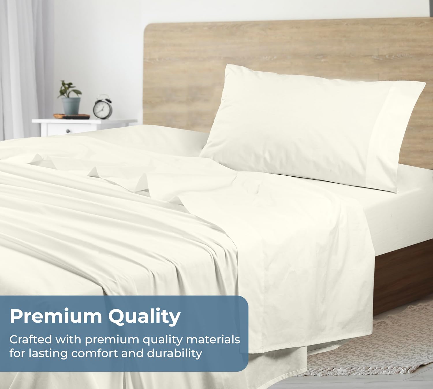 Royalelinens ROYALE LINENS 100% Organic Cotton Twin XL Sheet Set - Percale Weave - 3 Pieces Set - 1 Flat, 1 Deep Pocket Fitted Sheet and 1…