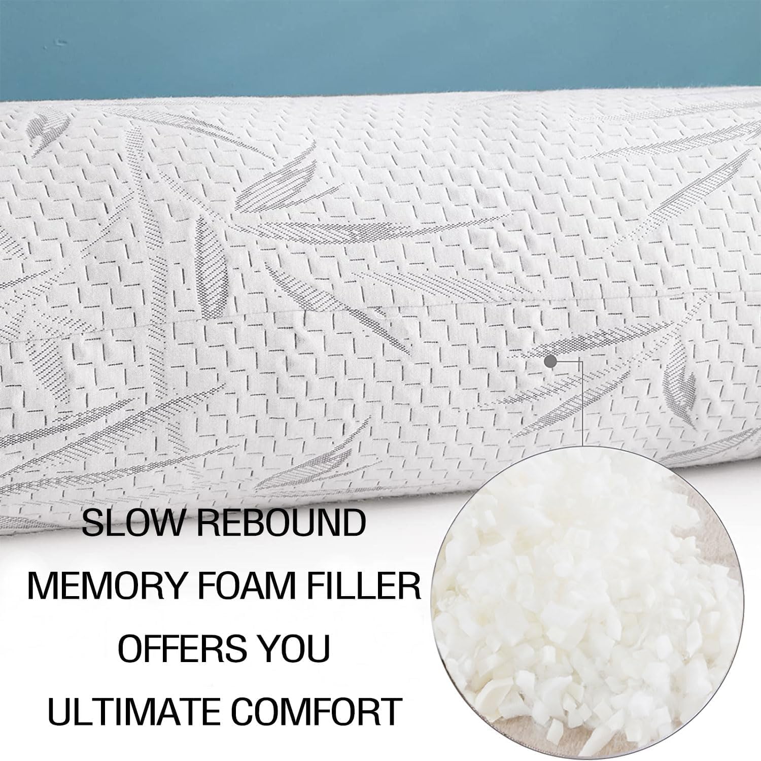 WhatsBedding Memory Foam Body Pillow for Adults with Zipperd Rayon Derived from Bamboo Cover, Breathable Long Pillow for Side Sleeper…