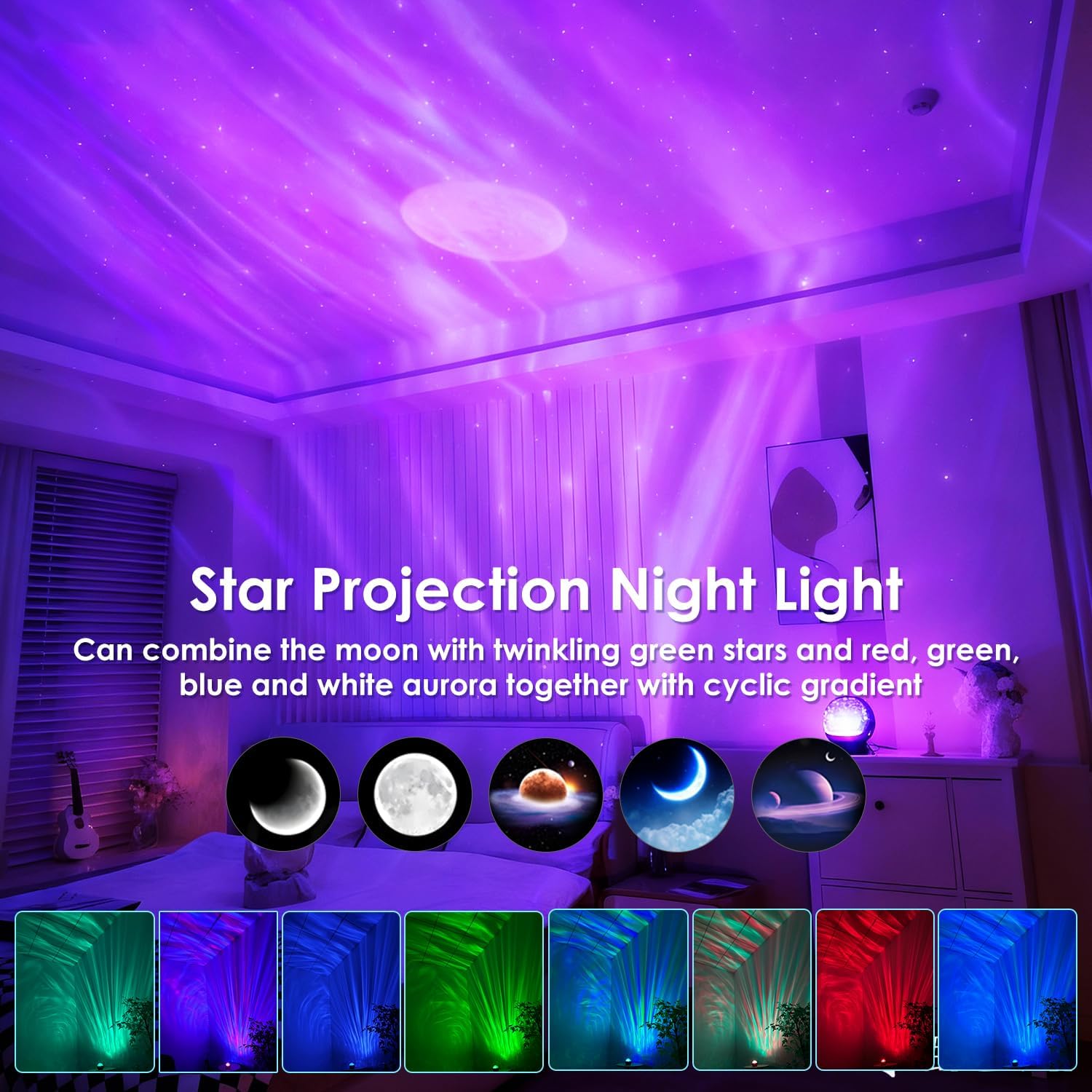 Ranfare Galaxy Projector Northern Lights Projector, 15 White Noise&Bluetooth Northern Lights Projector, Remote+Timer Star Projector Galaxy…