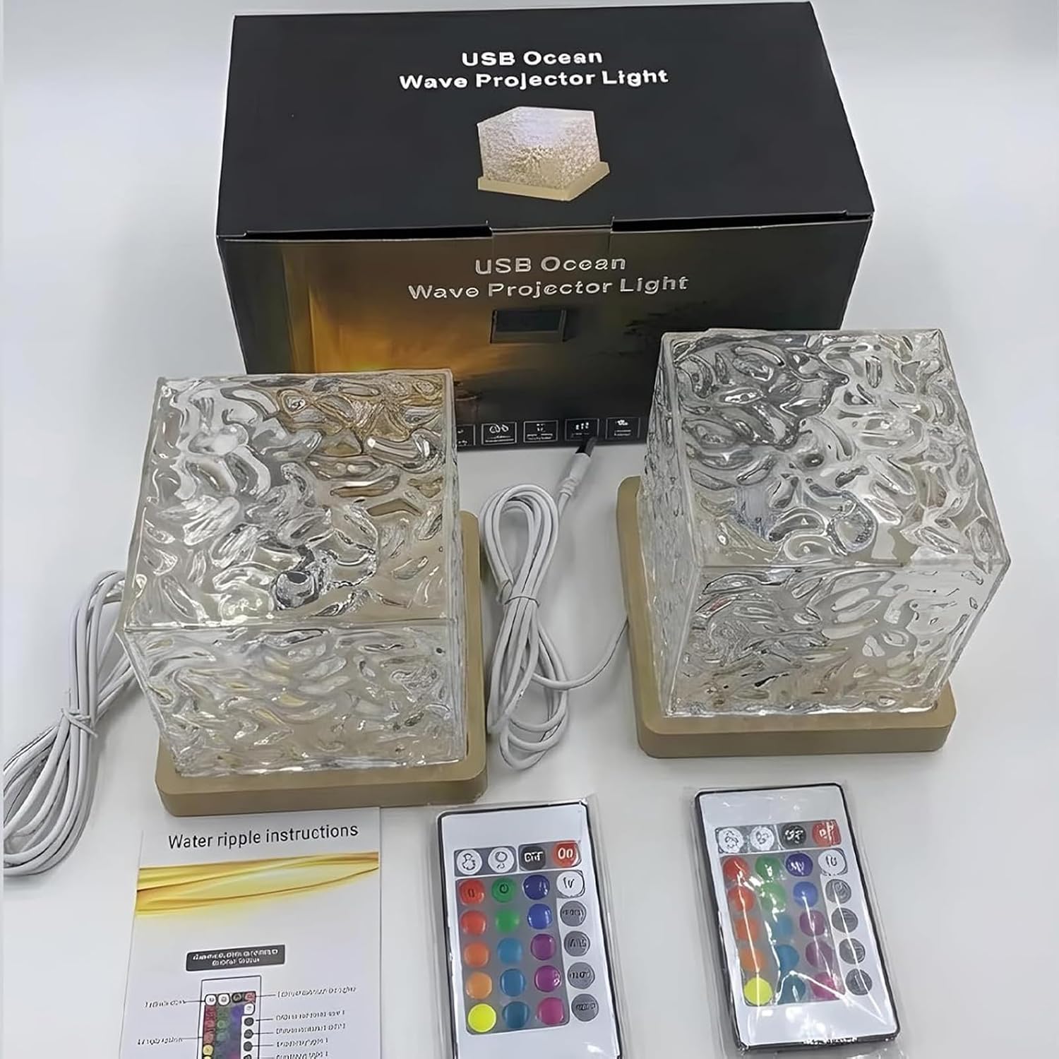 Ocean Wave Projector Light, 16 Colors Luminorthe Cube Lamp, 3D Holographic Water Ripple Lamp with Remote Control, Night Light for…
