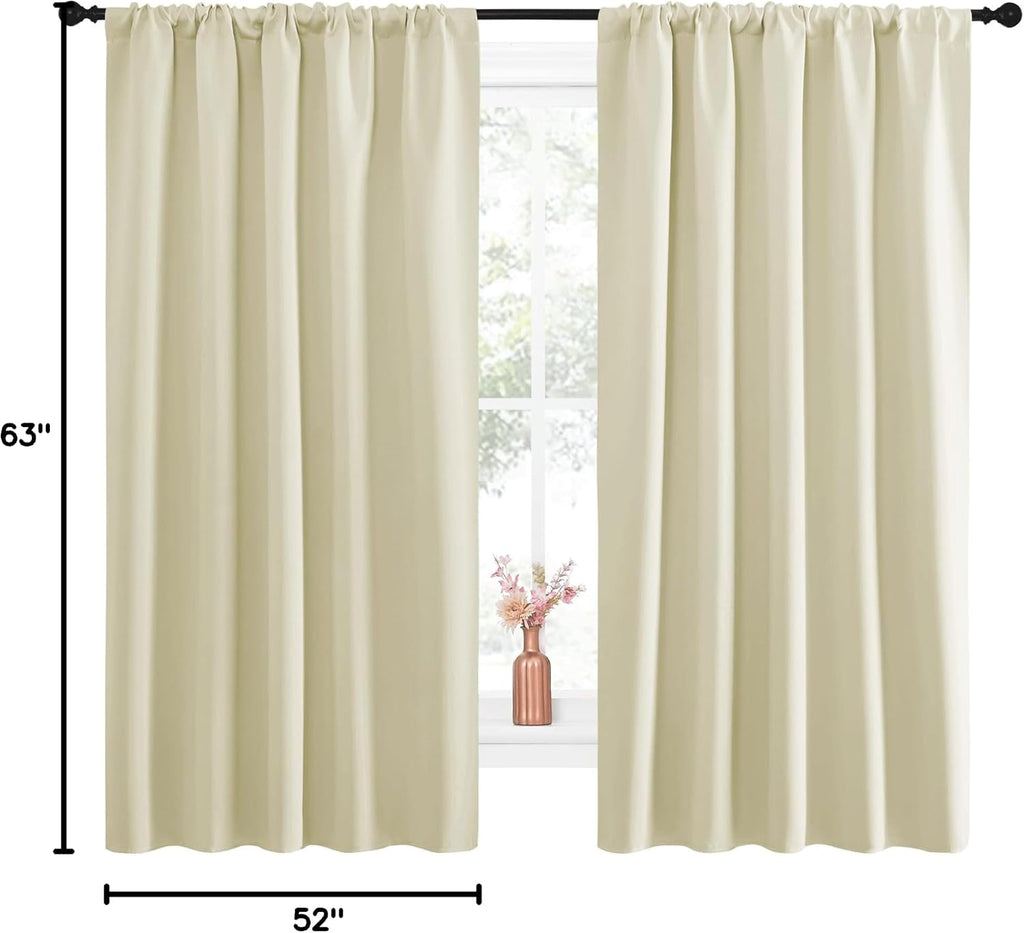 NICETOWN Blackout Curtains for Living Curtains, Room Darkening Curtains & Drapes for Kids Bedroom, Home Decoration Draperies (Beige, 52…