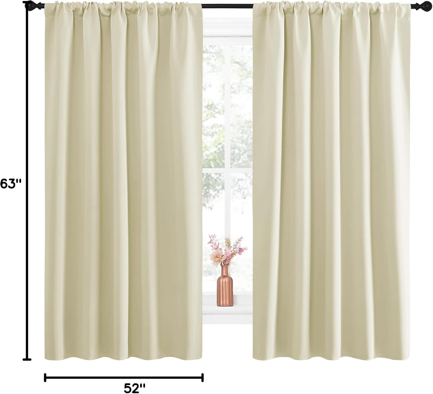 NICETOWN Blackout Curtains for Living Curtains, Room Darkening Curtains & Drapes for Kids Bedroom, Home Decoration Draperies (Beige, 52…