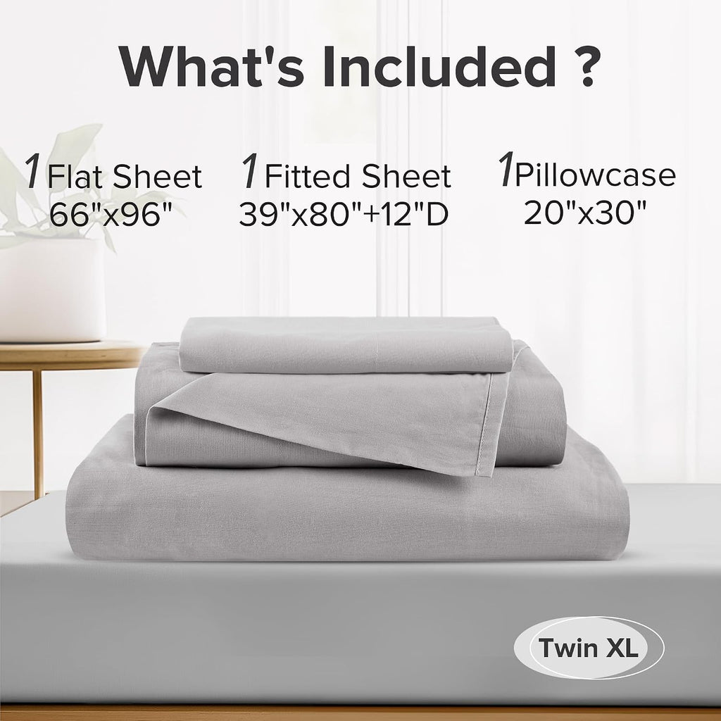ComfortSpaces Comfort Spaces 100% Cotton Sheet Set Breathable, Lightweight, Soft with 12" Elastic Pocket Fits up to 14" Mattress, All Seaso…