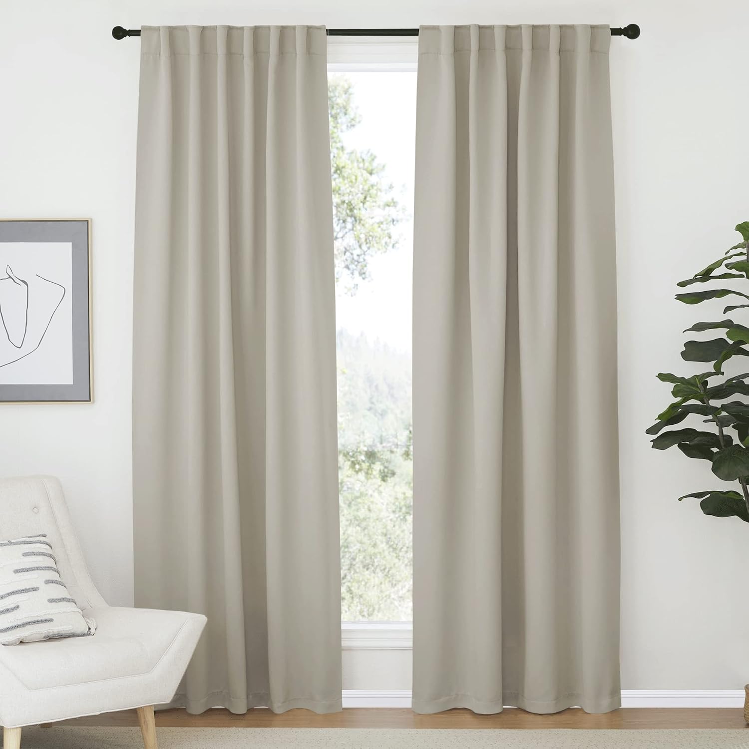 Nicetown Living Room Room Darkening Curtains, Soft and Smooth Fabric Draperies and Panels, Privacy Energy Smart Curtains for Patio Door (Na…