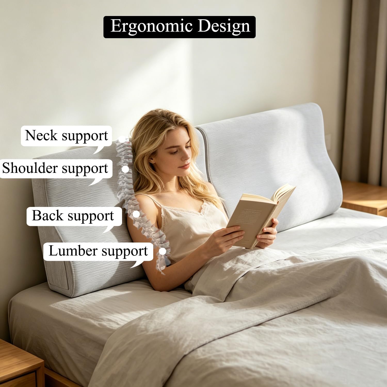 Twin XL Size Wedge headboard Pillow Triangular Bed Wedge Pillow for Headboard Large Couch Back Support Pillow for Bed Sitting up…