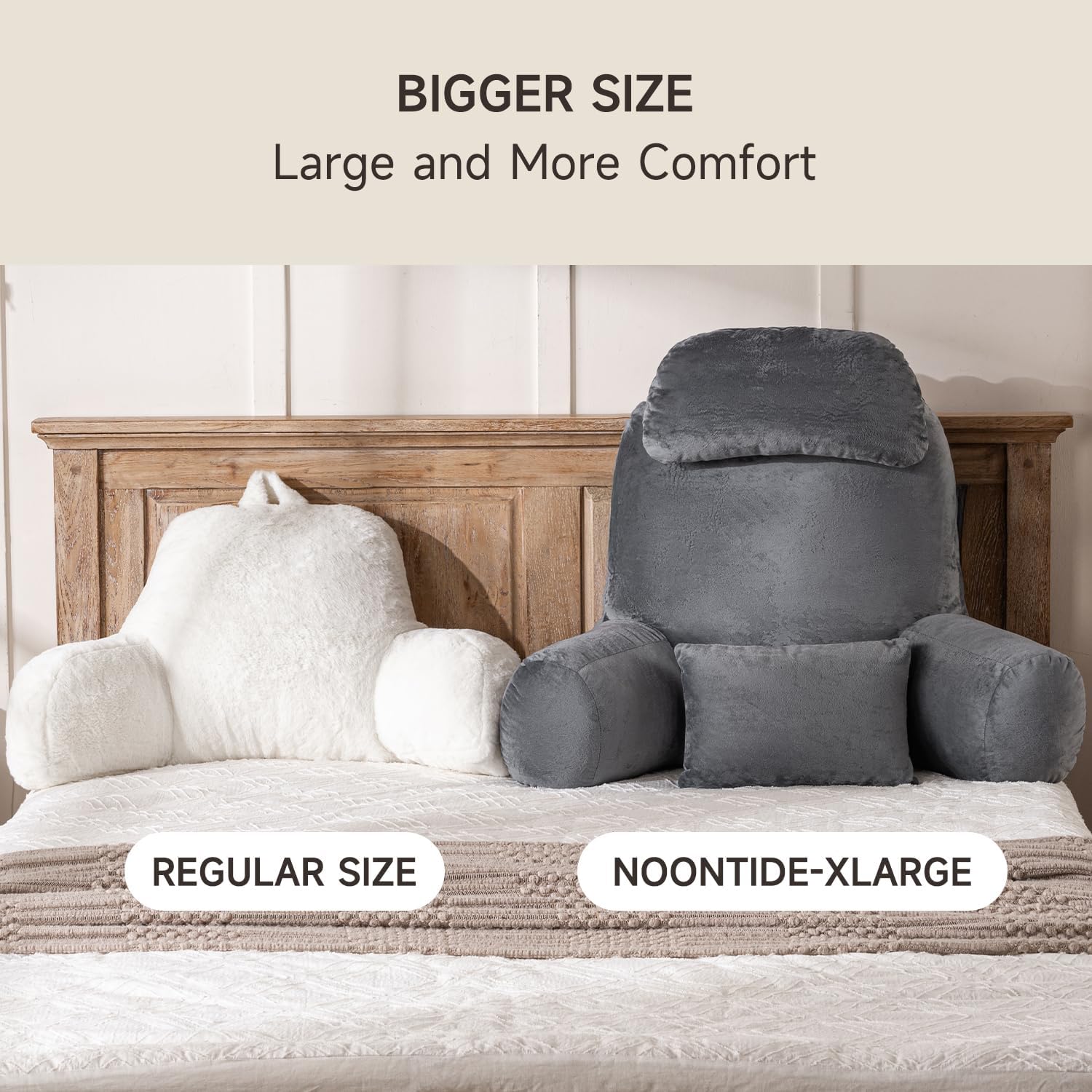 NOONTIDE Reading Pillow for Sitting up in Bed and Couch,32" X-Large Back Pillow for Adult & Teens with Soft Adjustable Neck Roll Backrest…