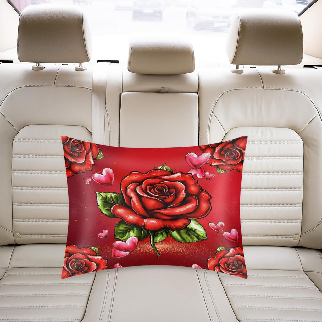 Valentine Red Roses Satin Silk Pillowcase for Hair & Skin Pillow Cases Standard Size Soft Silk Pillow Case with Envelope Closure Satin…