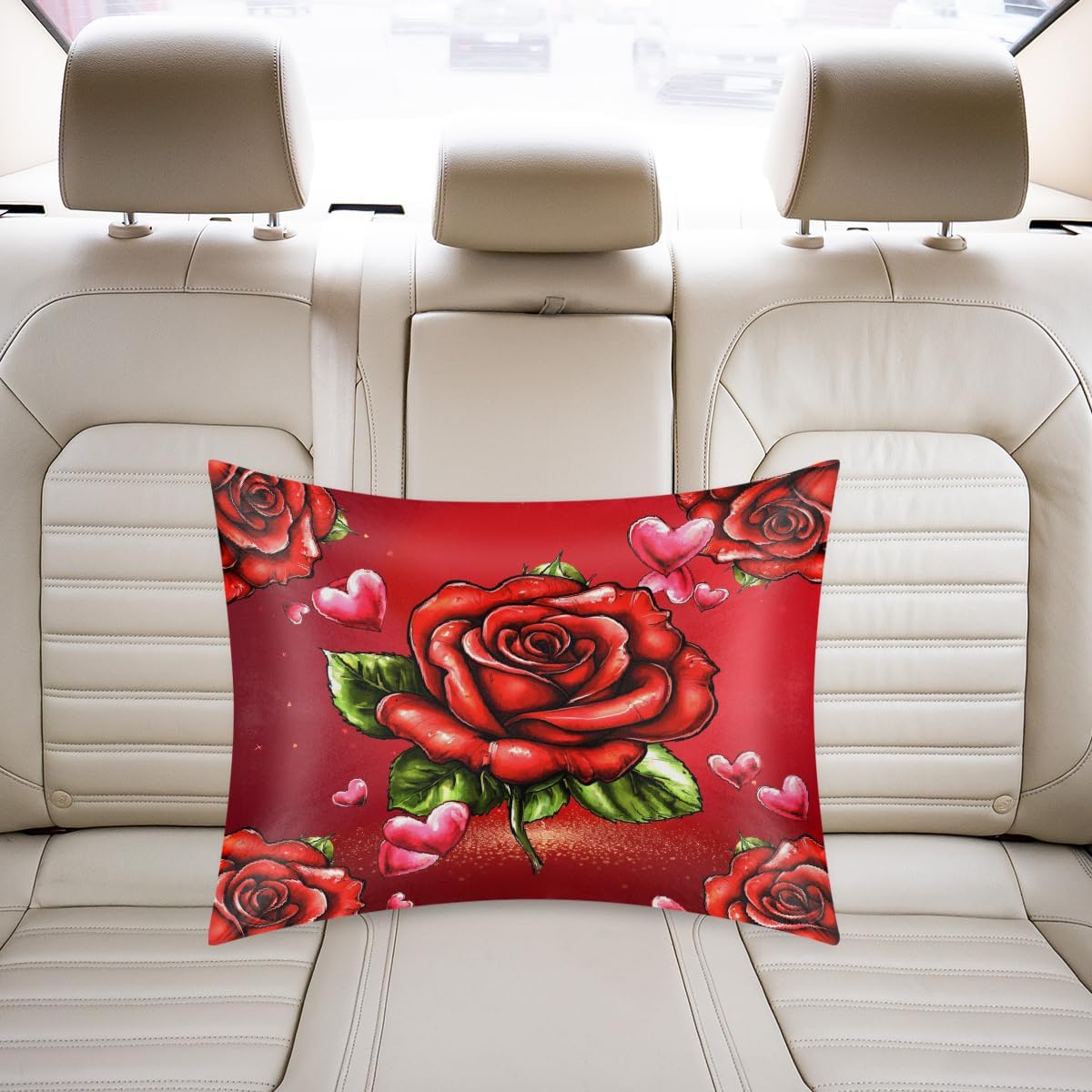 Valentine Red Roses Satin Silk Pillowcase for Hair & Skin Pillow Cases Standard Size Soft Silk Pillow Case with Envelope Closure Satin…