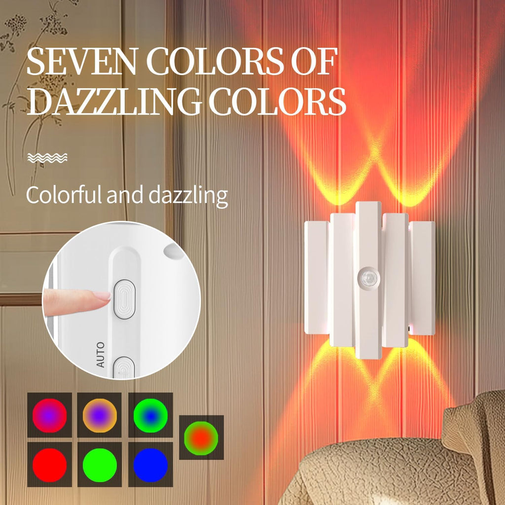 Rechargeable Motion Sensor Night Light, Magnetic RGB Color Changing LED Ambient Lighting, Compact Battery Operated Indoor Wall Light for…