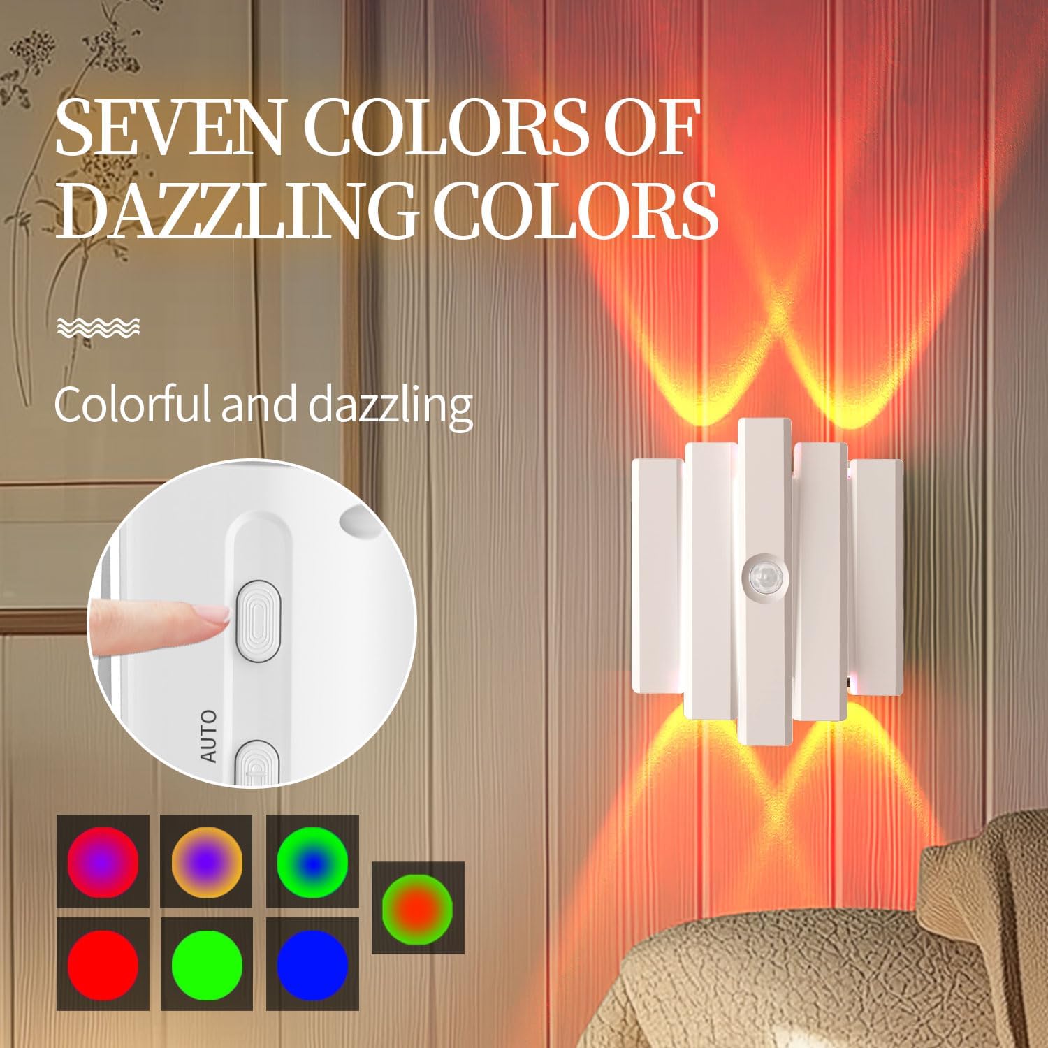 Rechargeable Motion Sensor Night Light, Magnetic RGB Color Changing LED Ambient Lighting, Compact Battery Operated Indoor Wall Light for…
