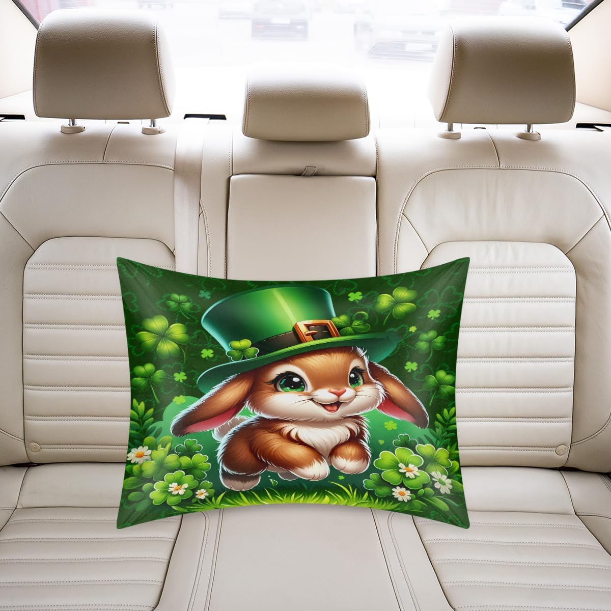 St. Patrick's Shamrock Bunny Satin Pillowcase for Hair and Skin Soft Silk Pillow Case with Envelope Closure Cooling Pillow Cases Slip…