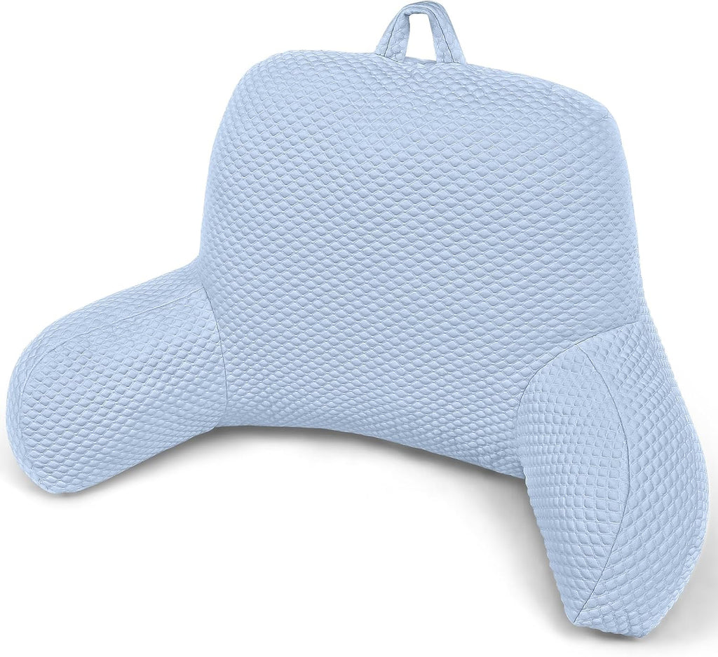 Reading Pillow, Ice Silk Bean Back Support Pillow for Bed Sitting Up, Large Bed Rest Pillow with Arms for Adults, Back Support Pillow for…