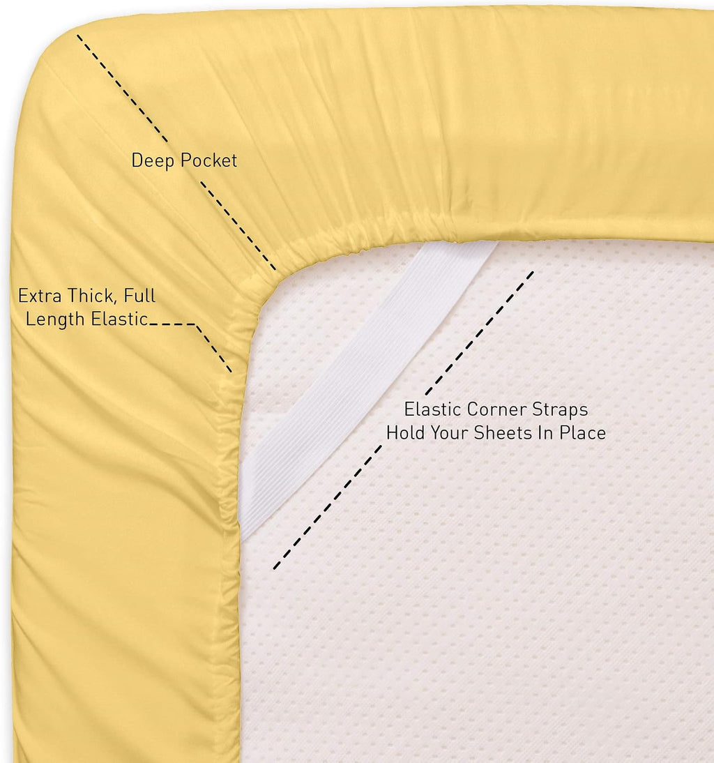 SweetHomeCollection Sweet Home Collection Quality Deep Pocket Bed Sheet Set - 2 Extra Pillow Cases, Value, Twin XL, Yellow, 4 Piece (Pack o…