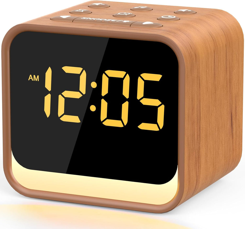 Housbay Wooden Sound Machine Alarm Clock for Bedrooms - Gentle Wake-Up with Birdsong, White Noise for Sleeping, Small Digital Clock for…