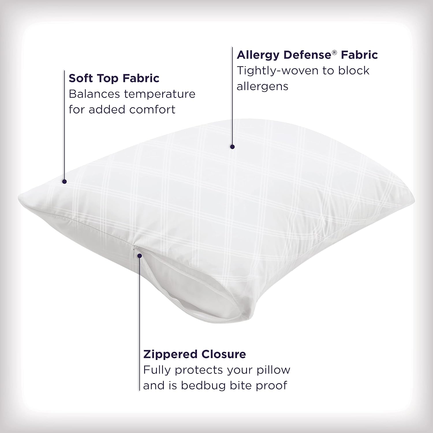 Set of 2 Standard/Queen AllerEase Pillow Protectors - Temperature Balancing, Allergist Recommended - Premium Breathable, Zippered Protectors