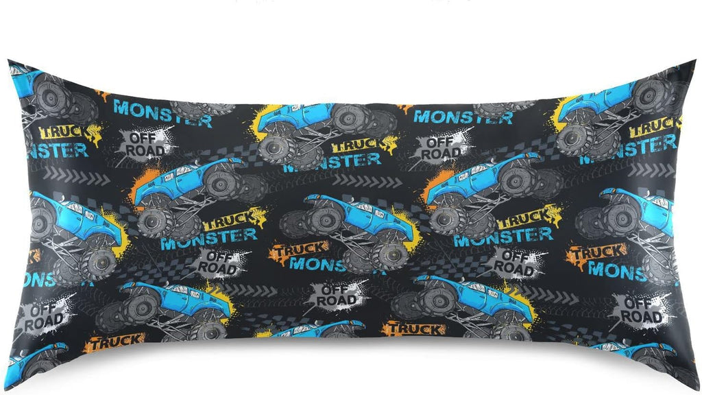 Monster Truck Tires Pillow Covers Silk Pillowcase for Hair and Skin Soft Breathable Smooth Cooling Satin Pillowcase Standard Size Pillow…