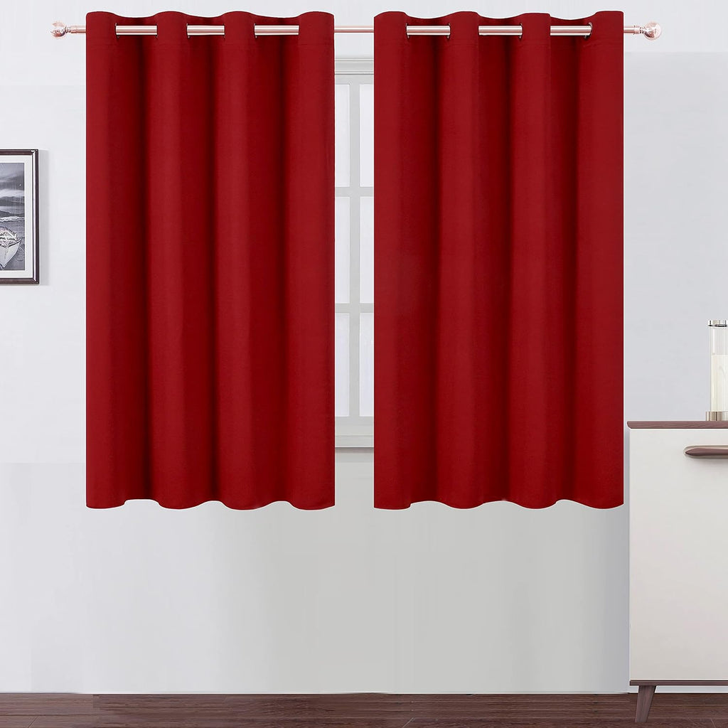 Lemomo Red Blackout Curtains/52 x 45 Inch Length Kids Curtains/Set of 2 Panels Grommet Bedroom Curtains for Living Room 45 Inch Red