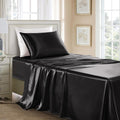 Golal Satin Sheets Twin Size - 3 Pieces Luxury Silky Soft Bed Sheets for Kids, Wrinkle-Free Black Satin Silk Sheet Set with 1 Deep Pocket F…