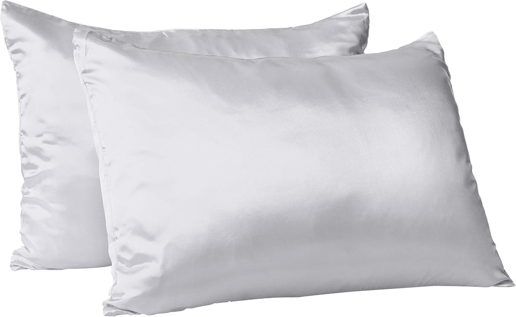 MorningGlamour Morning Glamour Satin Pillowcases for Hair & Skin, Similar to Silk, Standard/Queen Size Set of 2, Cooling Pillow Case with E…