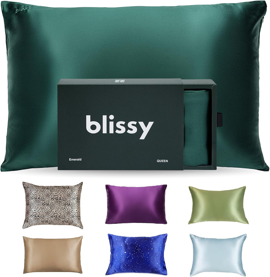 Blissy Silk Pillowcase - 100% Pure Mulberry Silk - 22 Momme 6A High-Grade Fibers - Silk Pillow Cover for Hair & Skin - Regular, Queen &…