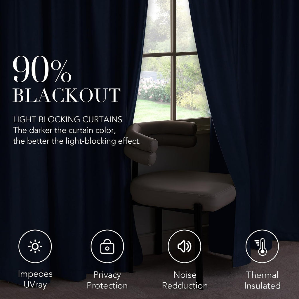 Nicetown Navy Blue Velvet Curtains Blackout for Bedroom, Rod Pocket & Back Tab Room Darkening Soft Luxury Window Treatments Heavyweight Win…