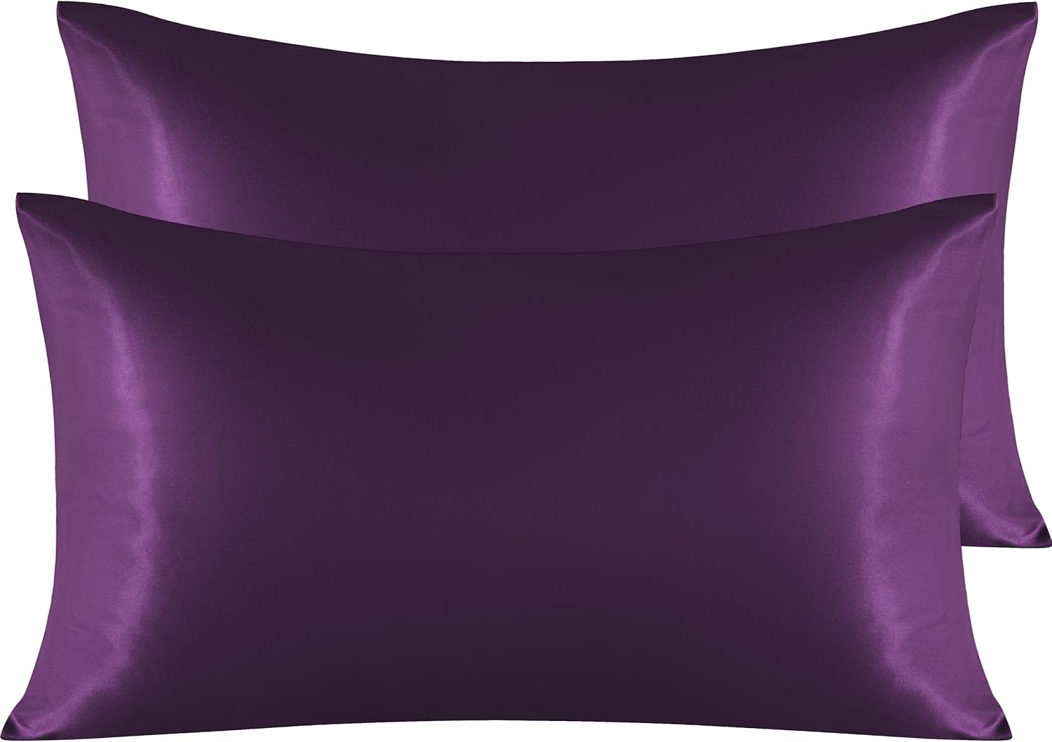 Ntbay 2 Pack Satin King Pillowcases for Hair and Skin, Luxurious and Silky Pillow Cases with Envelope Closure, 20x36 Inches, Eggplant Purpl…