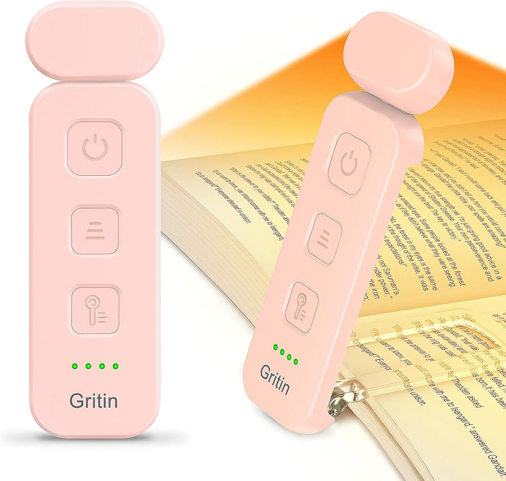 Gritin Reading Light, Rechargeable Book Light for Reading in Bed - Eye Caring 3 Color Temperatures, 5-Level Dimmable Brightness, Long…