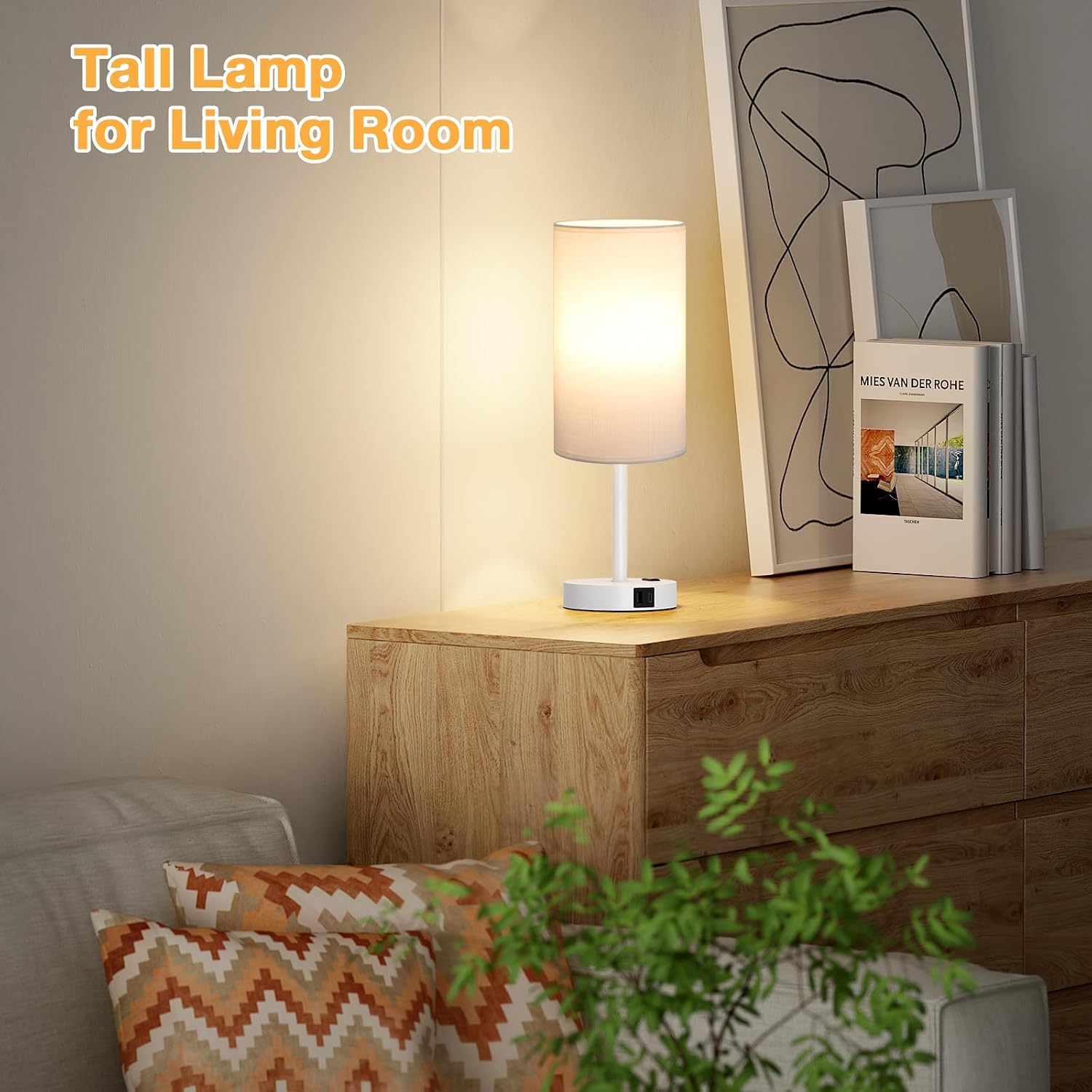 Dicoool Touch Bedside Table Lamp with USB - 3 Way Dimmable White Lamp for Bedroom Nightstand, Desk Lamp with Charging Station for Dorm…