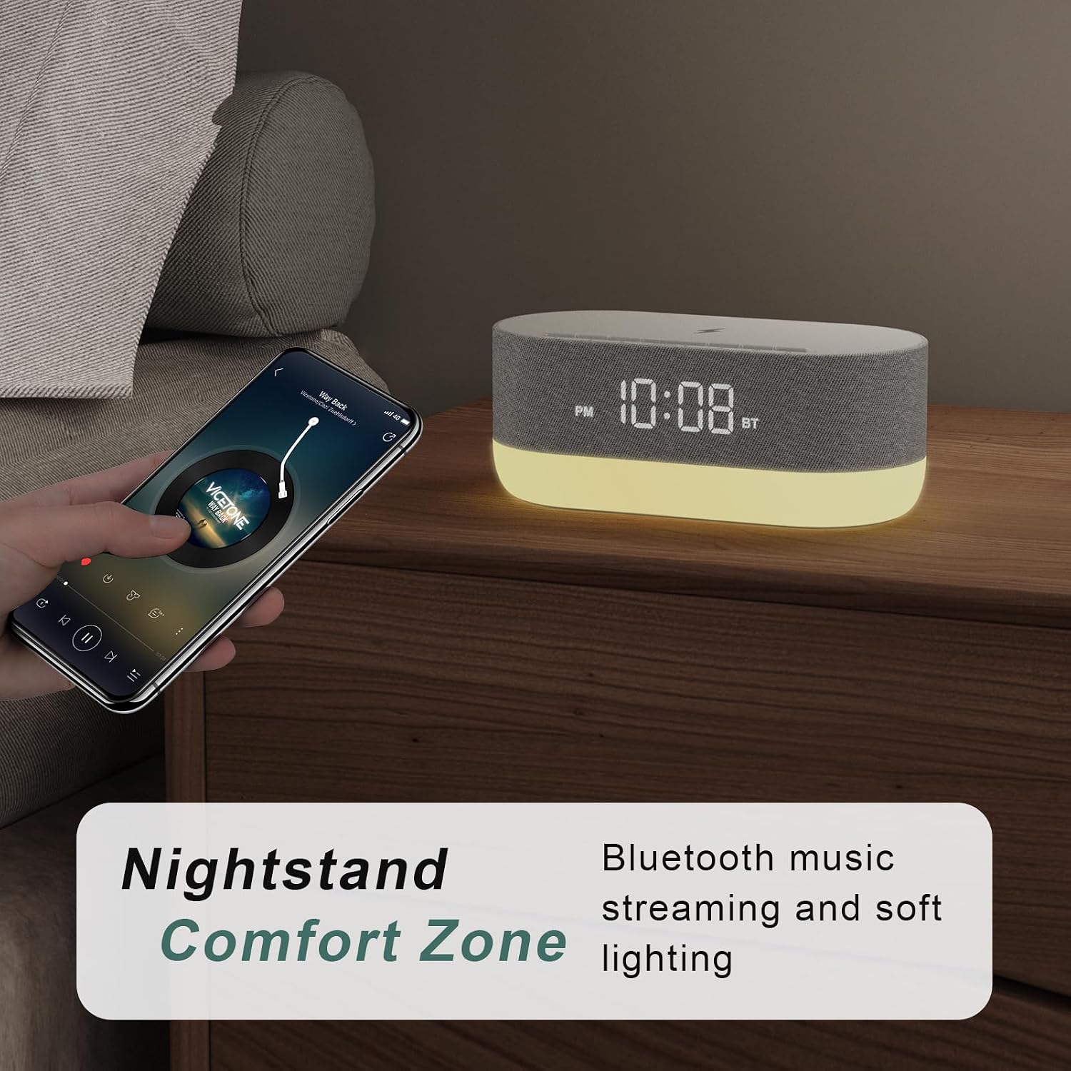 HOUSBAY 3 in 1 Sound Machine Alarm Clock& Wireless Charger: Soothing White Noise, Bluetooth Music Relaxation & Customized Sleep-Wake Routine