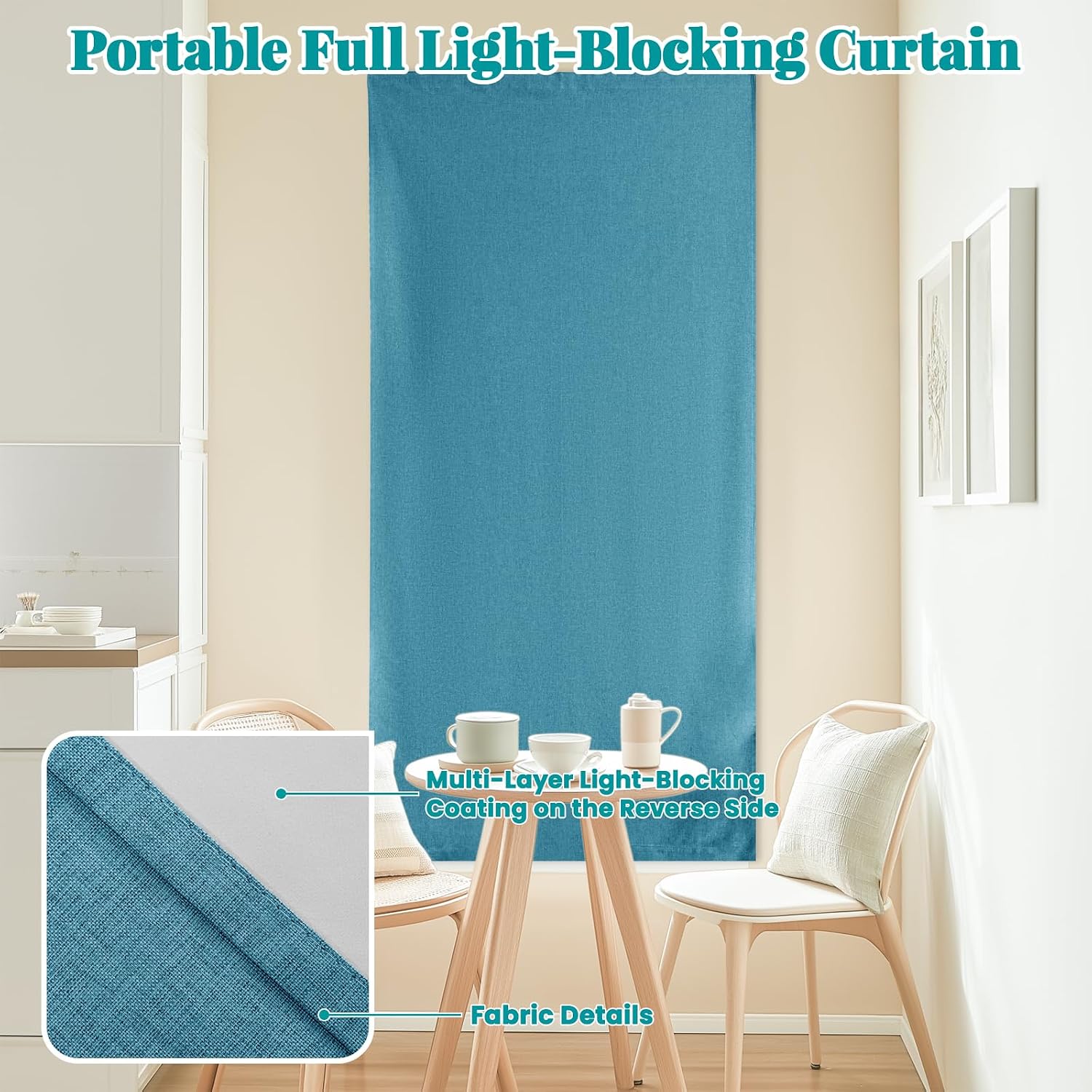 100% Blackout Self Adhesive Curtains Portable Curtain Simple and Easy to install Bedroom Window Thermal Lnsulated Kitchen Room Darkening…