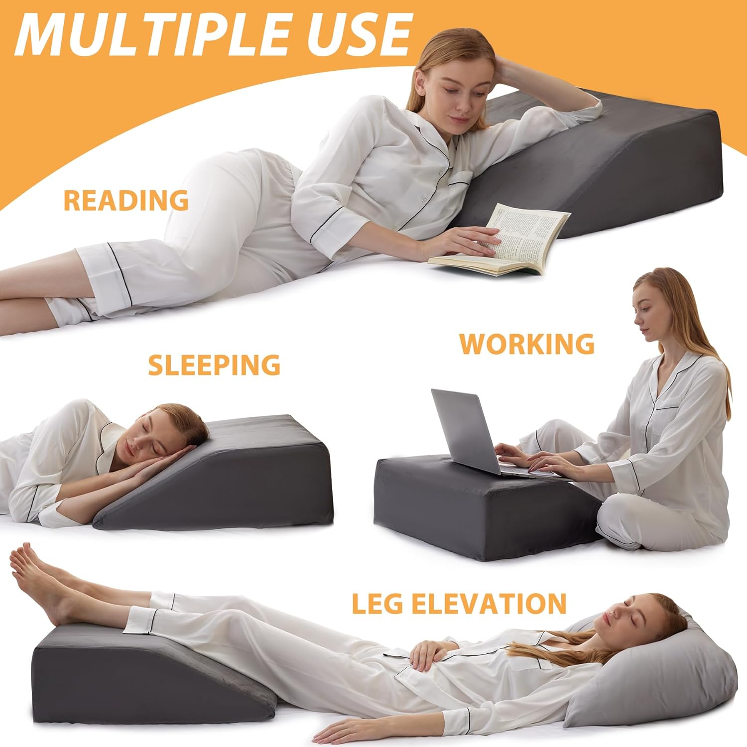 Bedluxe Leg Elevation Pillows, Leg Pillows for Sleeping, Cooling Gel Memory Foam Top, Wedge Pillow for Legs, Leg Wedges for Circulation, Sw…