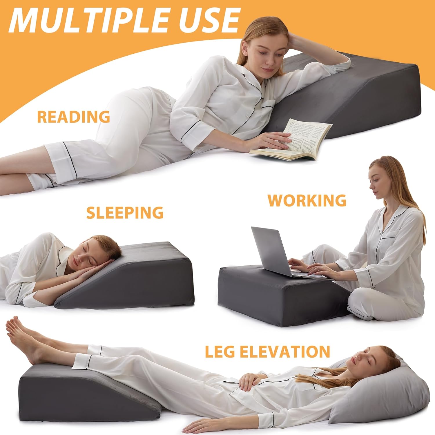 Bedluxe Leg Elevation Pillows, Leg Pillows for Sleeping, Cooling Gel Memory Foam Top, Wedge Pillow for Legs, Leg Wedges for Circulation, Sw…