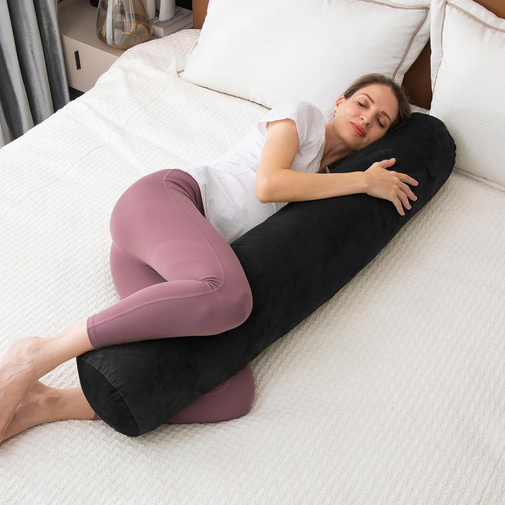 1 MIDDLE ONE Round Body Pillow for Adults, Long Bolster Pillow for Bed with Removable Velvet Cover, Decorative Tube Roll Cylinder Pillow…