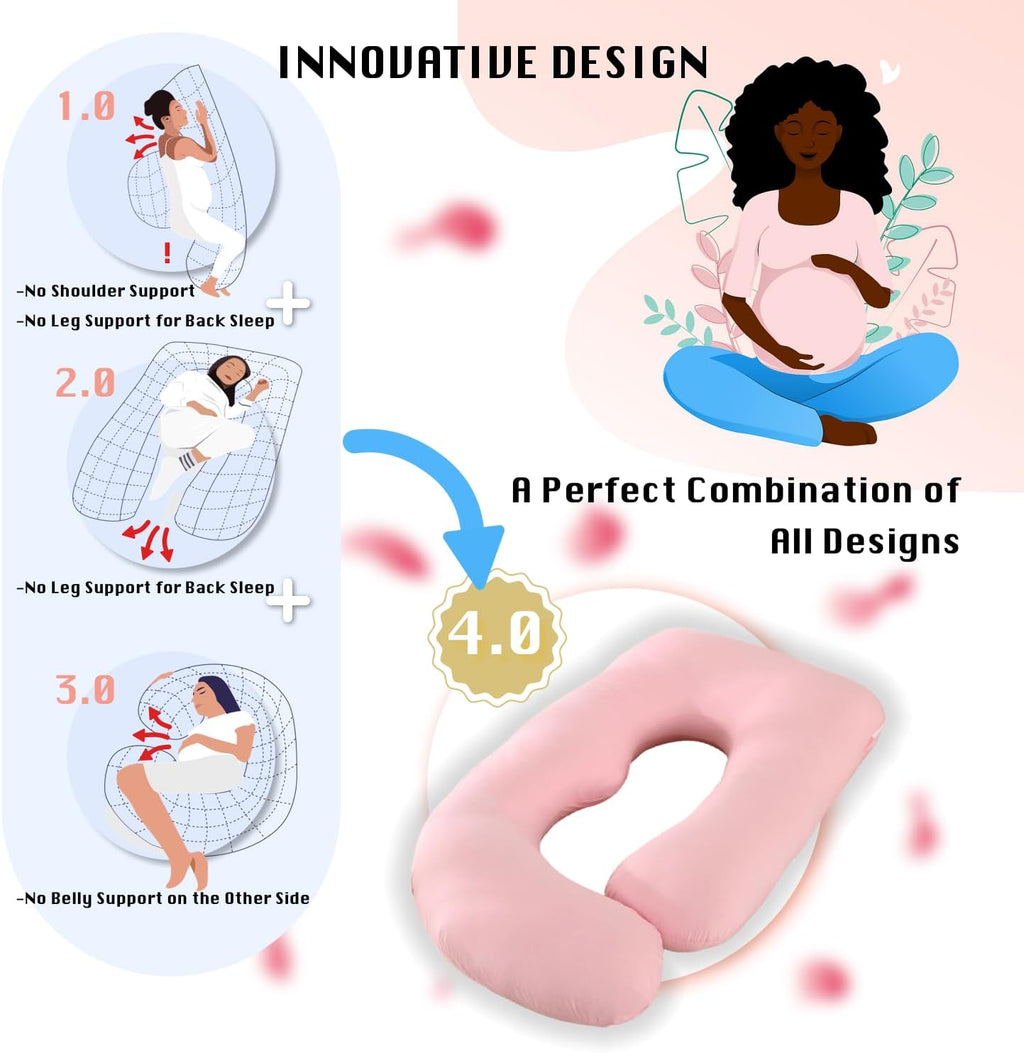 ALLOPERA Pregnancy Pillow, Full Body Maternity Pillow 57 inch, with Removable Washable Cover - Sleep Support for Legs, Back, Neck…