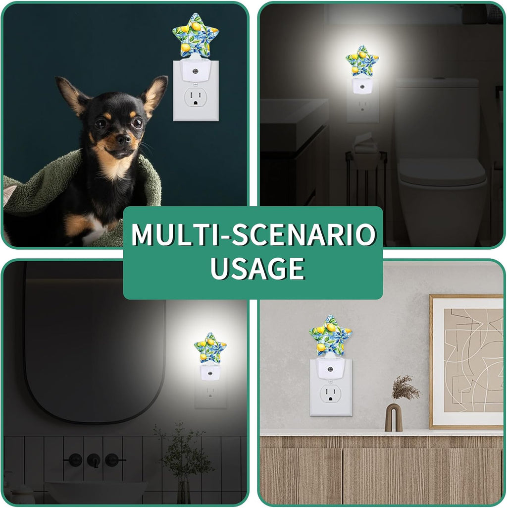 Star Night Light Plug in, Lemon Dusk to Dawn Sensor Night Light, Soft Glow Lamp for Kids Bedroom Nursery Hallway Bathroom, Energy Saving…