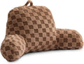 Holawakaka Checkered Reading Pillow for Bed and Sofa Couch Sitting Up, Backrest Pillows with Arms for Kids Teens Adults, Back Support Cushi…