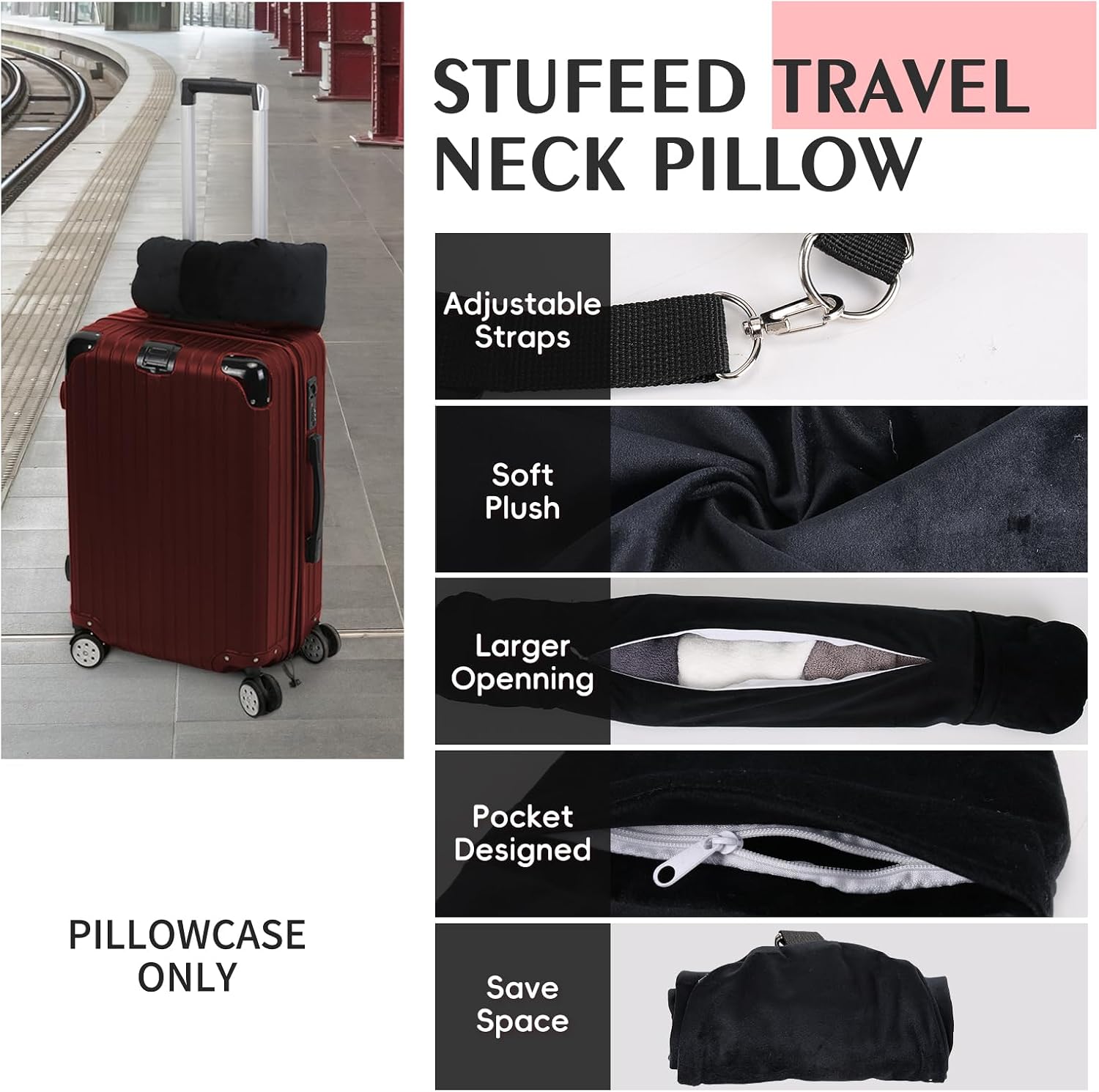 Stuffable Travel Pillow, Stuffable Neck Pillow for Travel, Neck Pillow Stuffed with Clothes Storage - No Extra Baggage Fees, Fits 5+ Days…