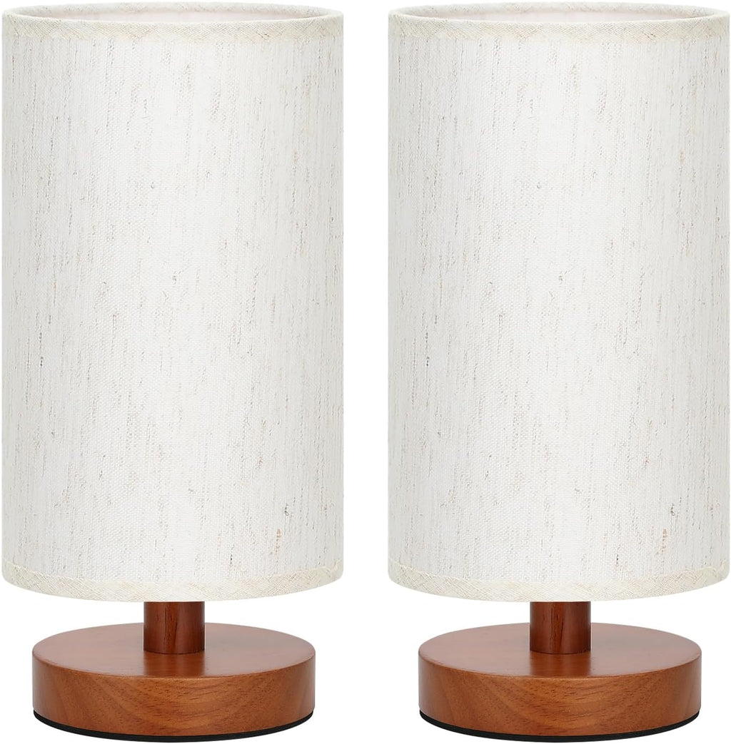Fenmzee Small Lamps Set of 2 - Inline Control, Bedside Table Lamp for Bedroom with 3000K A15 LED Blub, Easy Assembly (Cream Shade…